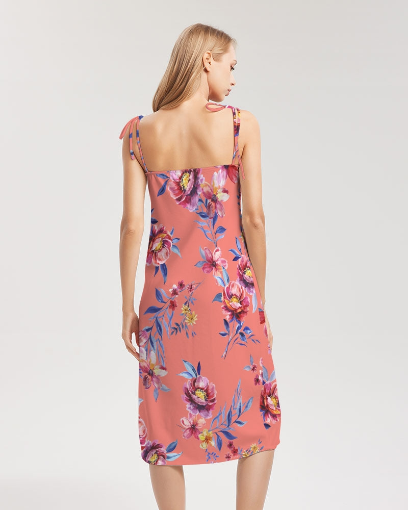 Flower Show Women's All-Over Print Tie Strap Split Dress