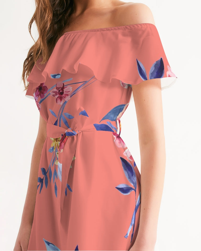 Flower Show Women's All-Over Print Off-Shoulder Dress