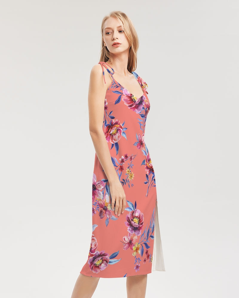 Flower Show Women's All-Over Print Tie Strap Split Dress