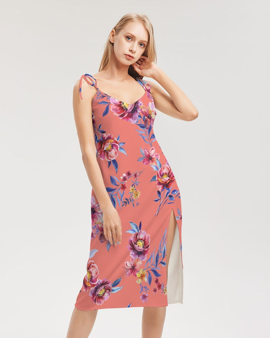 Flower Show Women's All-Over Print Tie Strap Split Dress