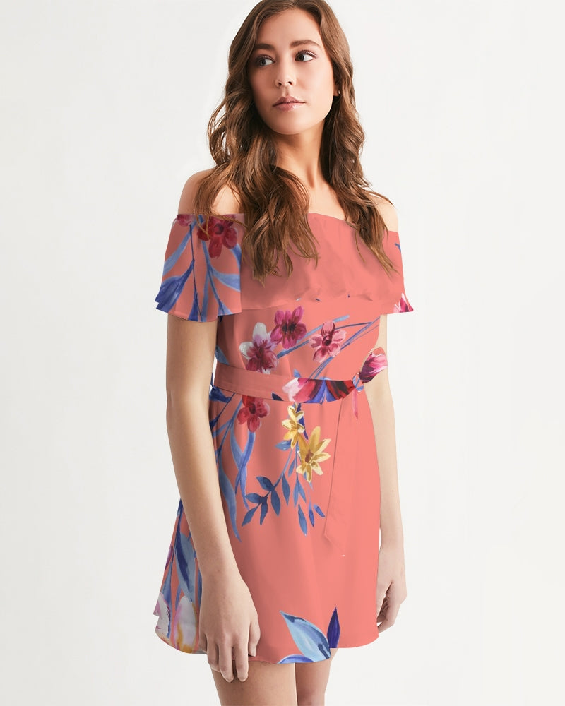 Flower Show Women's All-Over Print Off-Shoulder Dress